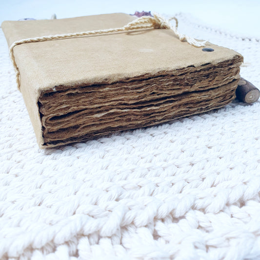 A5 Deckled Edge Journal – Upcycled Cotton Paper with Brass Rivet & Cord
