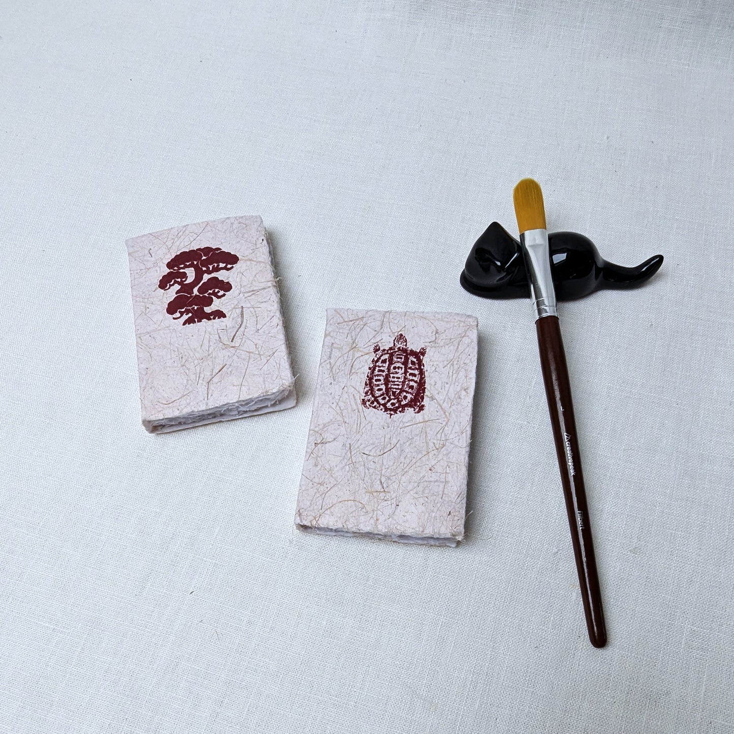 Mini Cotton Rag Sketchbook – 10 x 7 cm, Deckled Edge, Natural Cover - The Wee Bindery