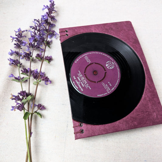 A5 photo album with upcycled vinyl record cover and Lokta paper