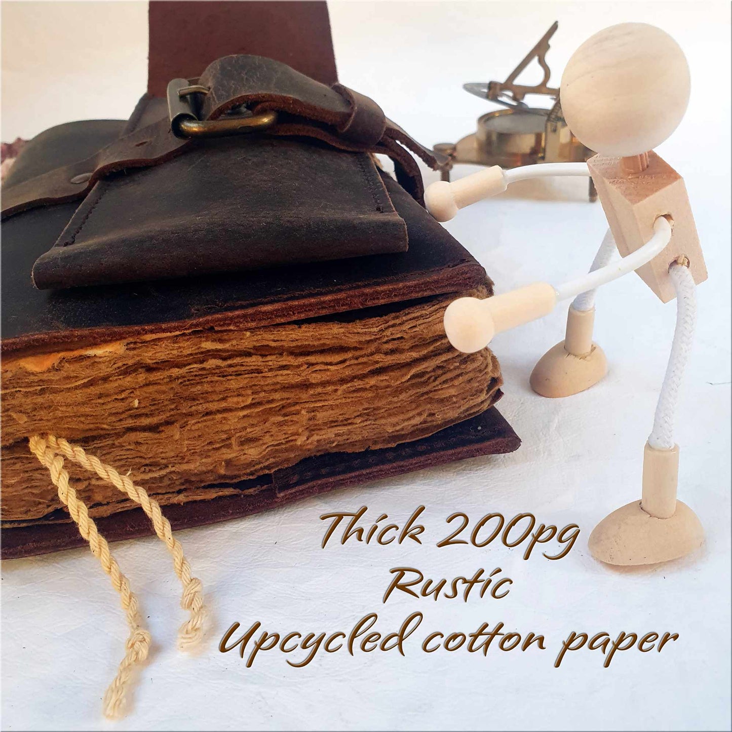 Thick travel journal with vintage, deckled paper