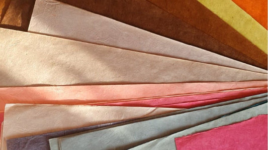 Selection of handmade Lokta paper for custom journals, photo albums and sketchbooks