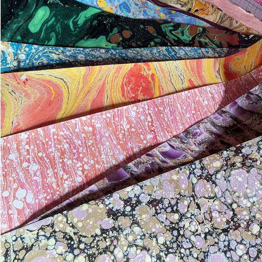 a collection of marbled paper
