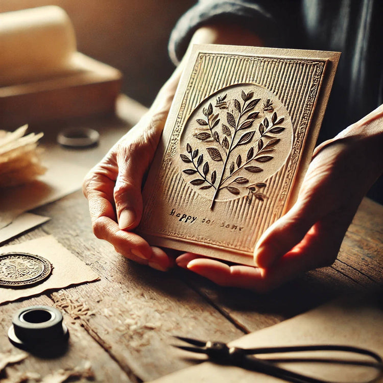 Hands holding a handcrafted greeting card