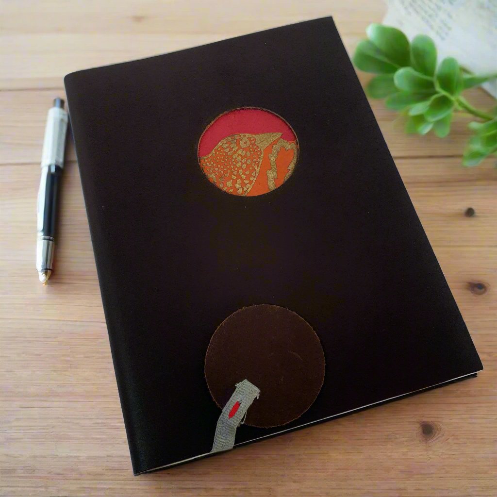 Leather Travel Journal with Inspiring Bird - The Wee Bindery (Store description) Notebooks 