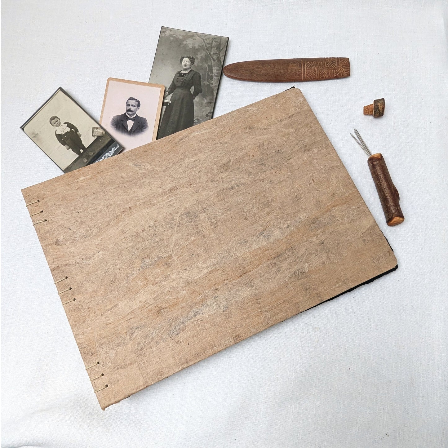 A4 Landscape Black Lokta Journal – Amate Cover, Exposed Coptic Binding - The Wee Bindery  Photo album 