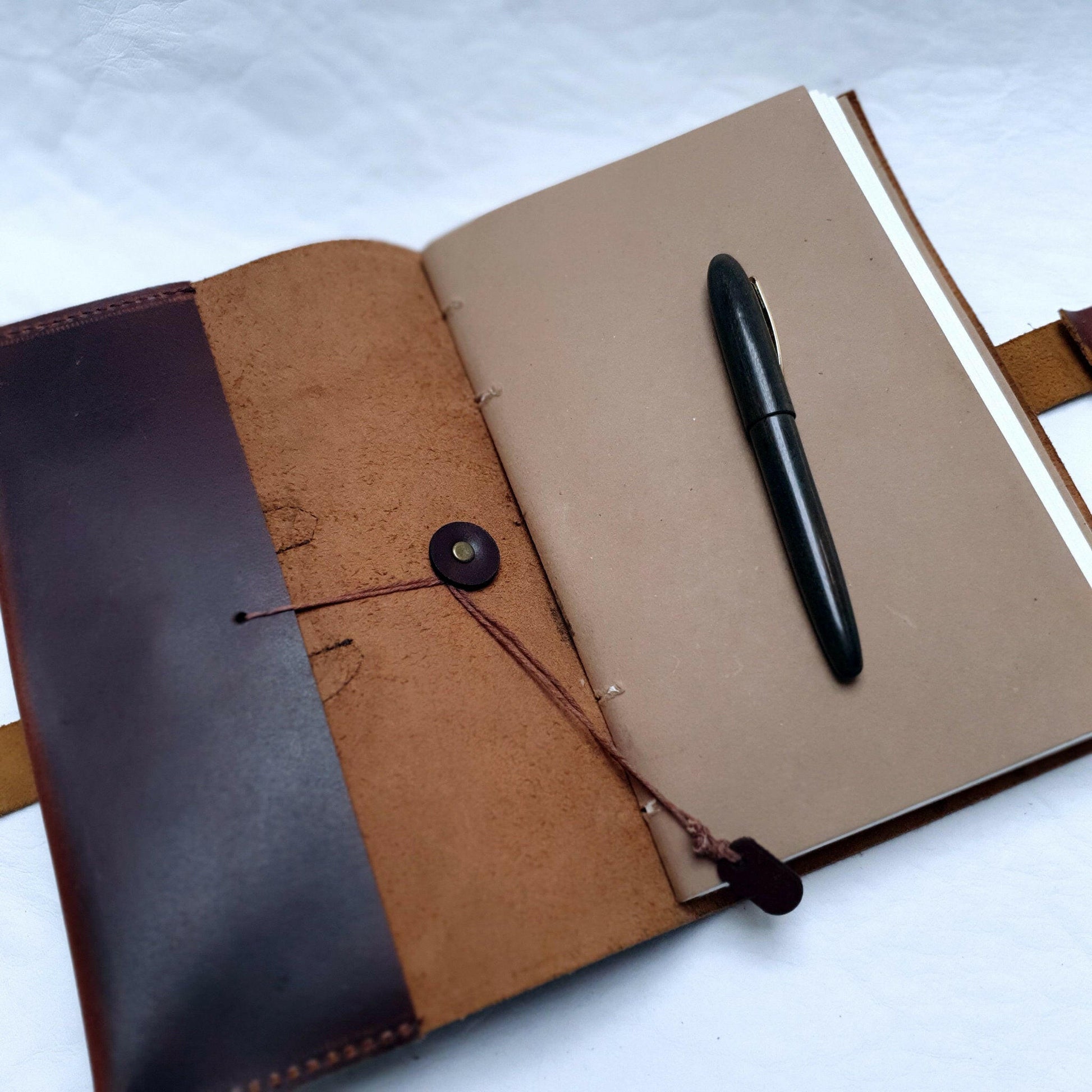 Thick Journal with a Crazy Horse Leather Cover - The Wee Bindery (Store description) Notebooks 