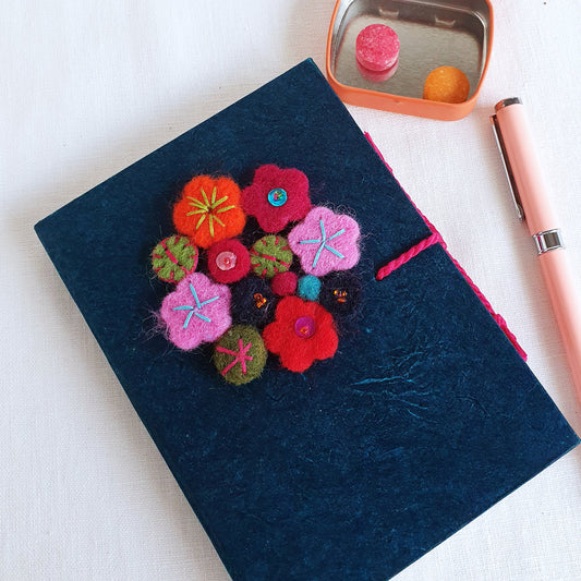 Cute Floral Notebook, Brightens your Days - dark teal version