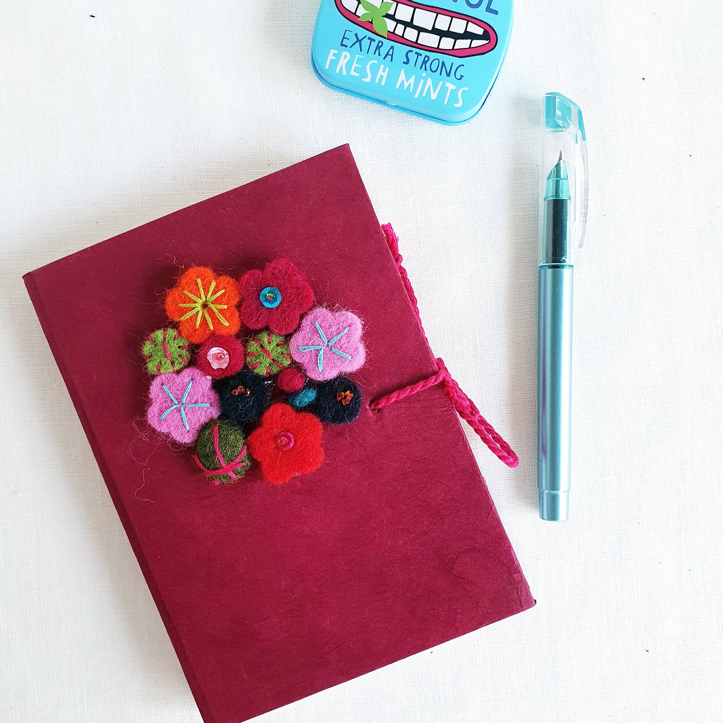 floral pocket journal A6 wine