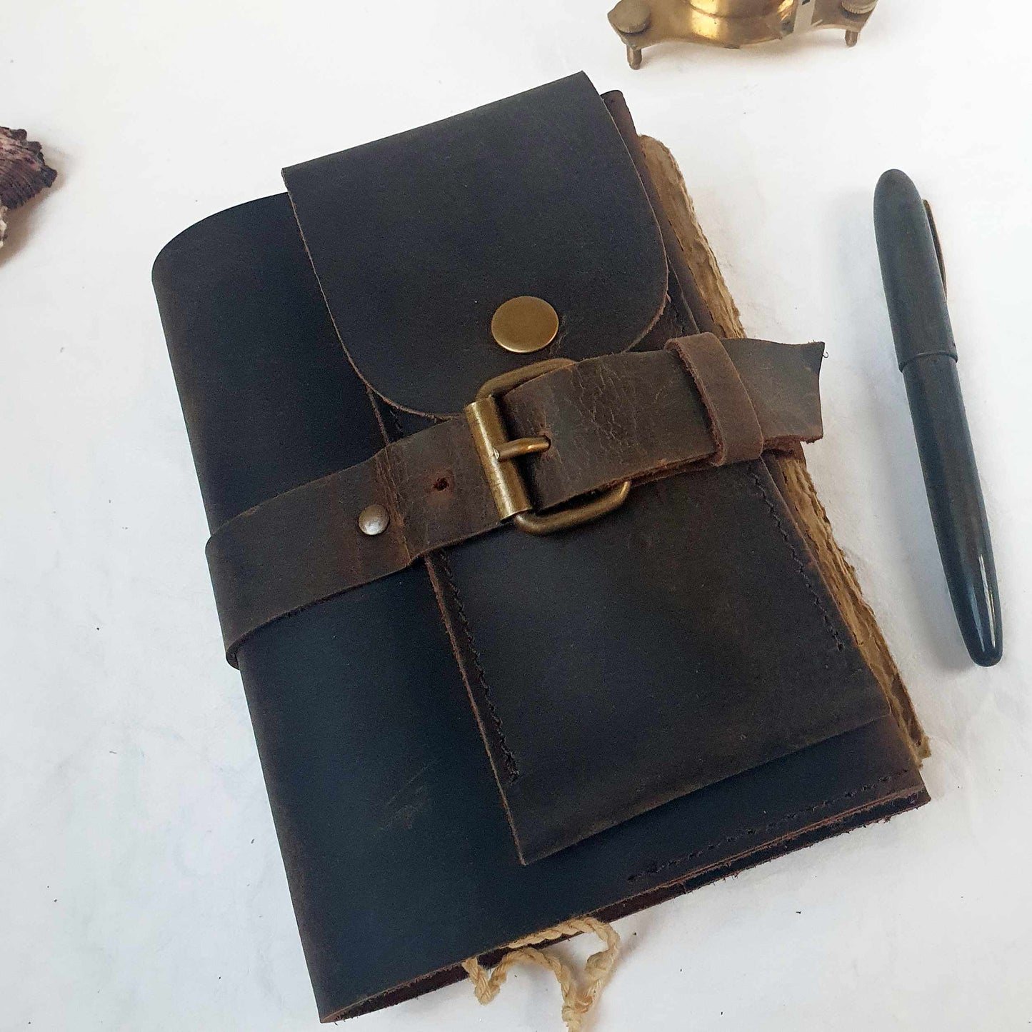 Leather Adventure Journal with Pen Pouch