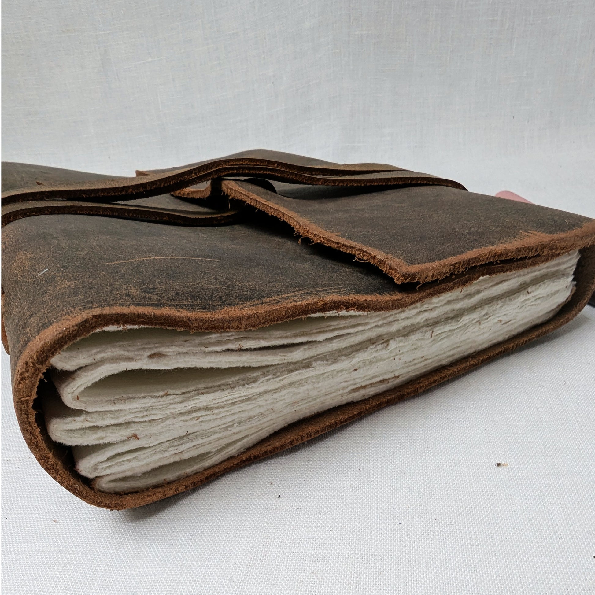 Large Distressed Leather Journal – Long Stitch Bound, 180 Pages Cotton Rag - The Wee Bindery  Notebooks 