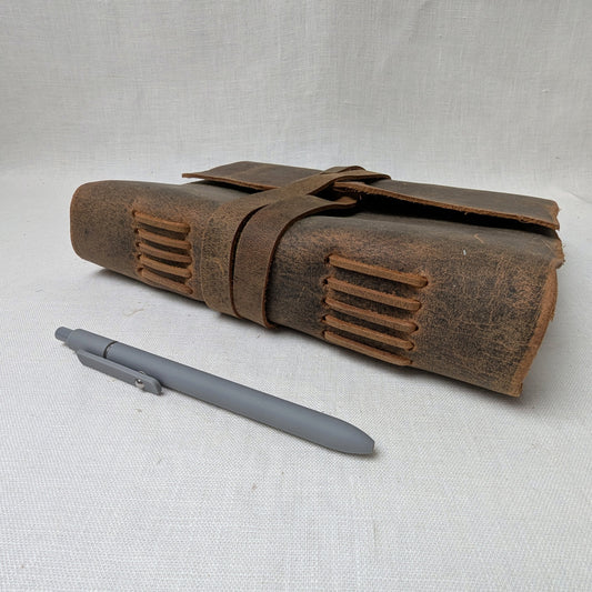Large Distressed Leather Journal – Long Stitch Bound, 180 Pages Cotton Rag - The Wee Bindery  Notebooks 