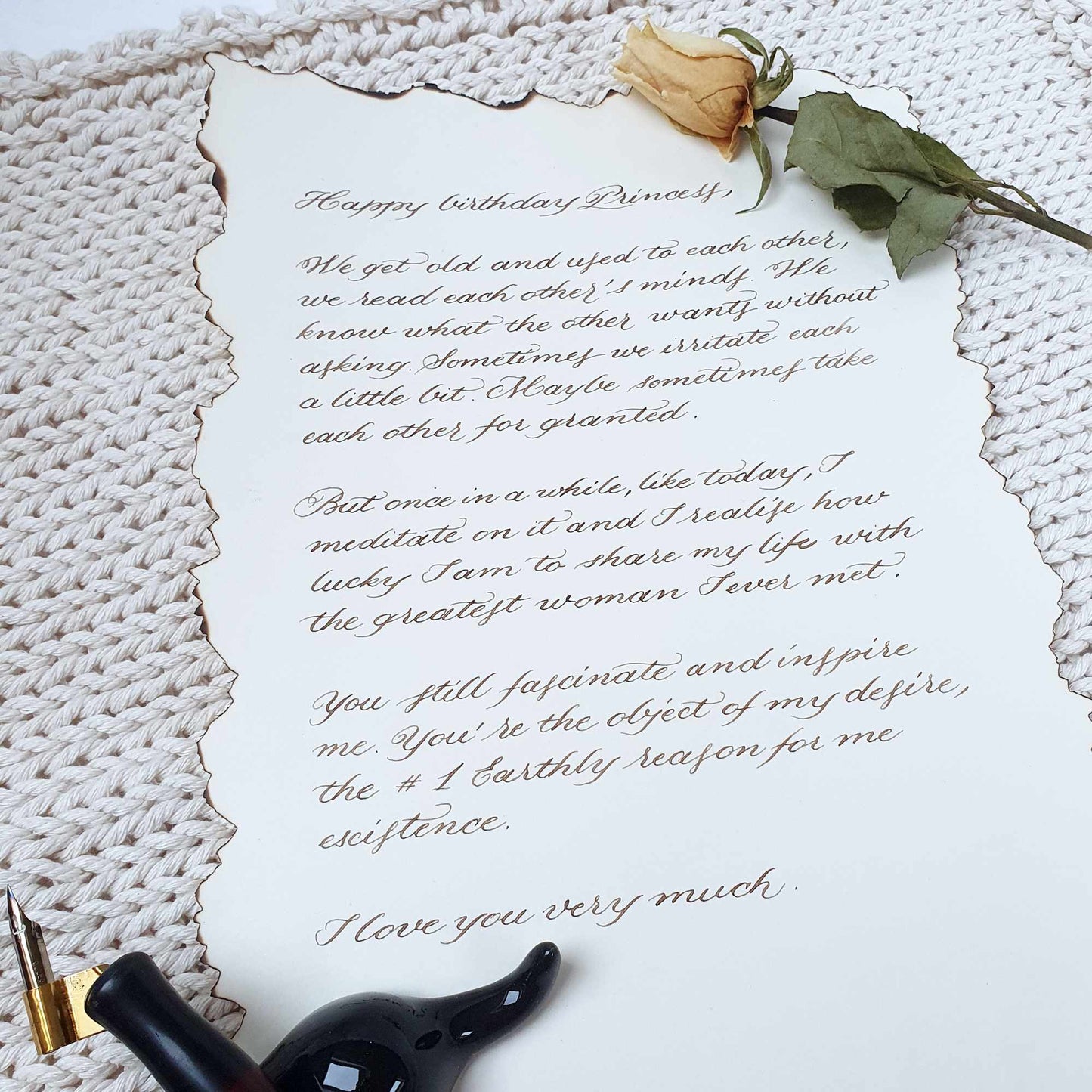 Love letter hand written copperplate