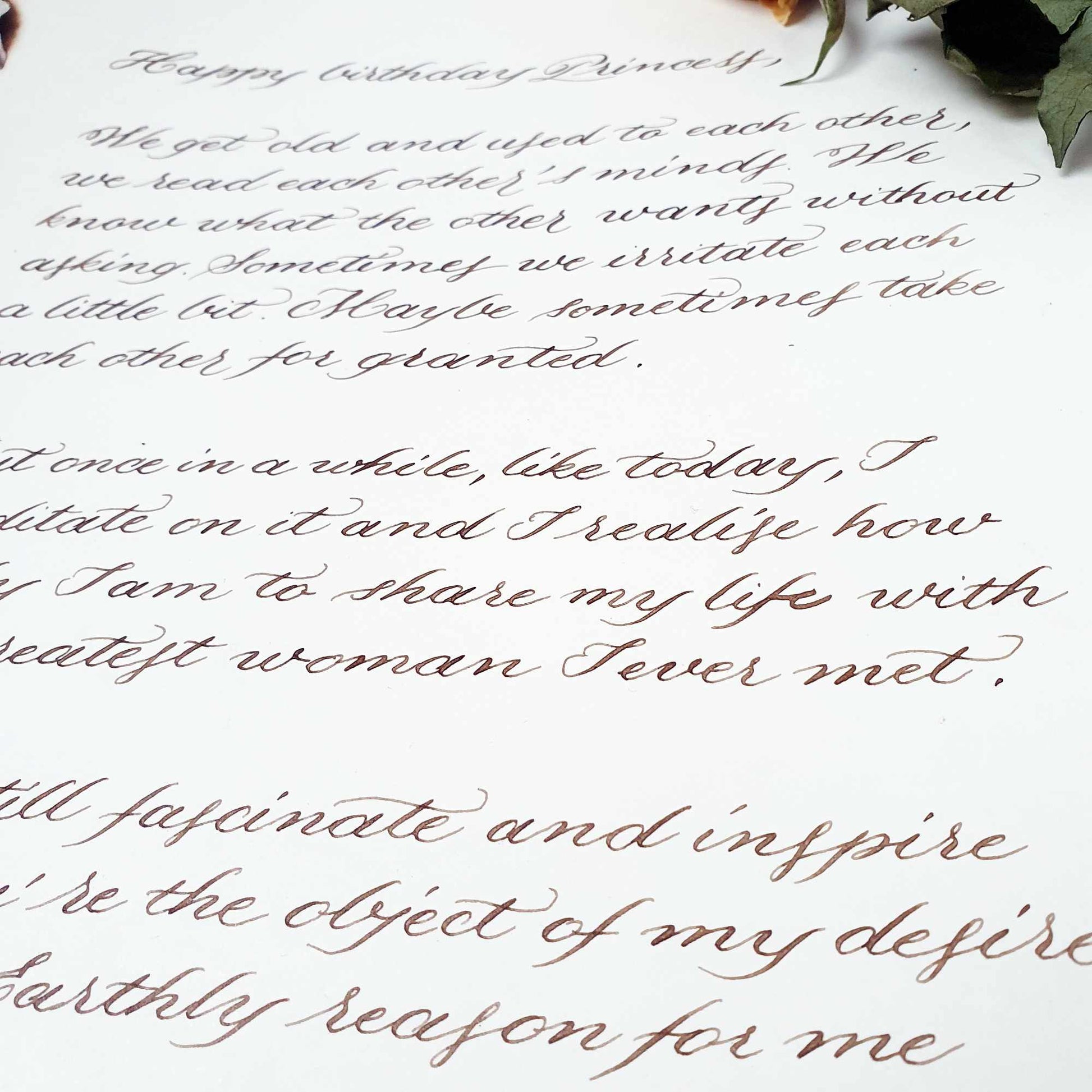 hand written letter close up