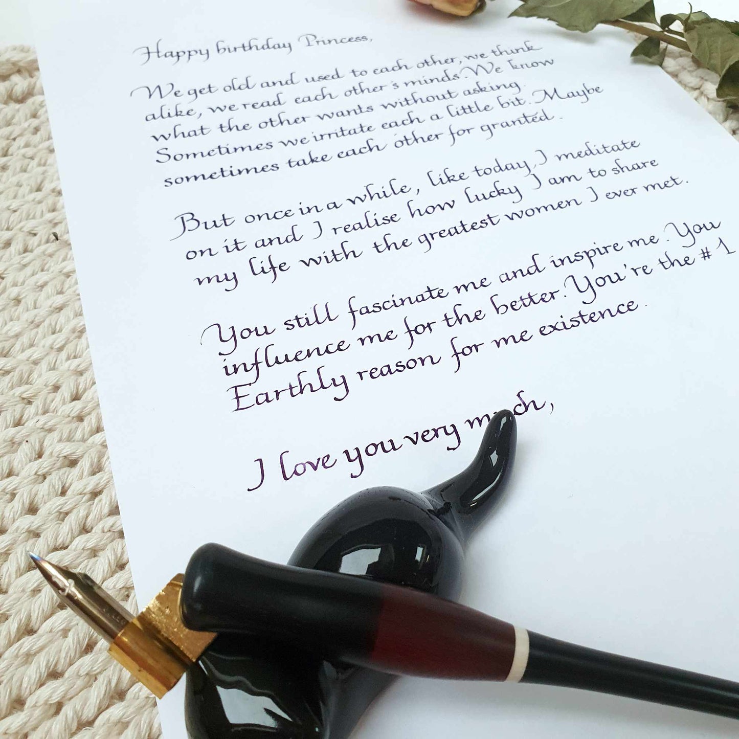 Hand written letter Italics