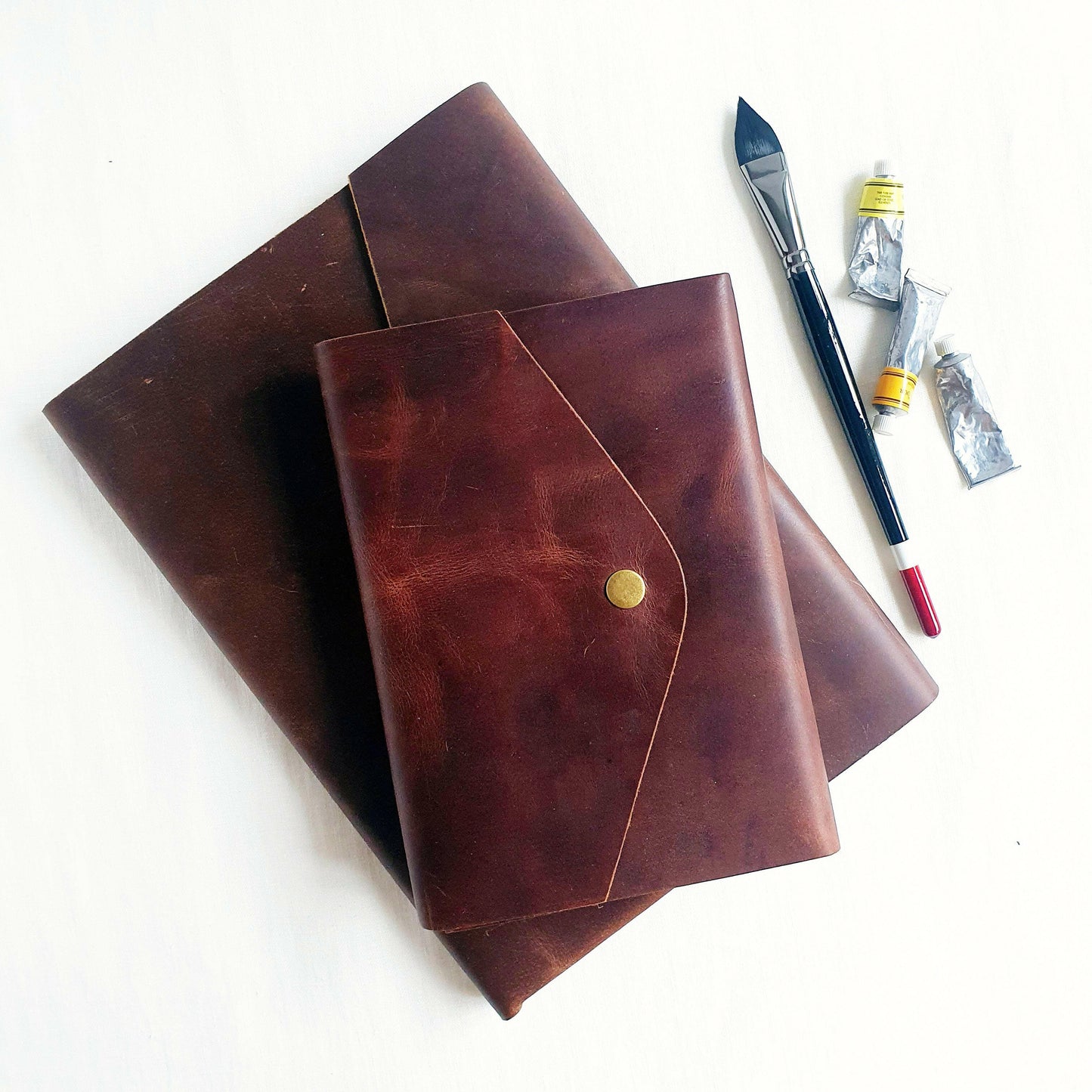 Refillable Art Journal with a Thick Leather Snap Protection - The Wee Bindery (Store description) Sketchbook 