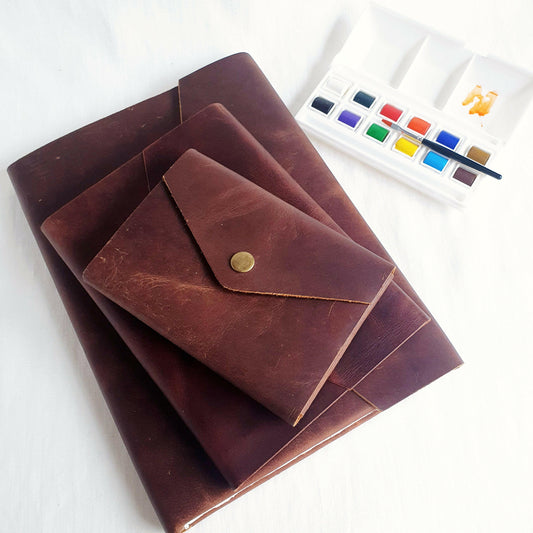 Refillable Art Journal with a Thick Leather Snap Protection - The Wee Bindery (Store description) Sketchbook 