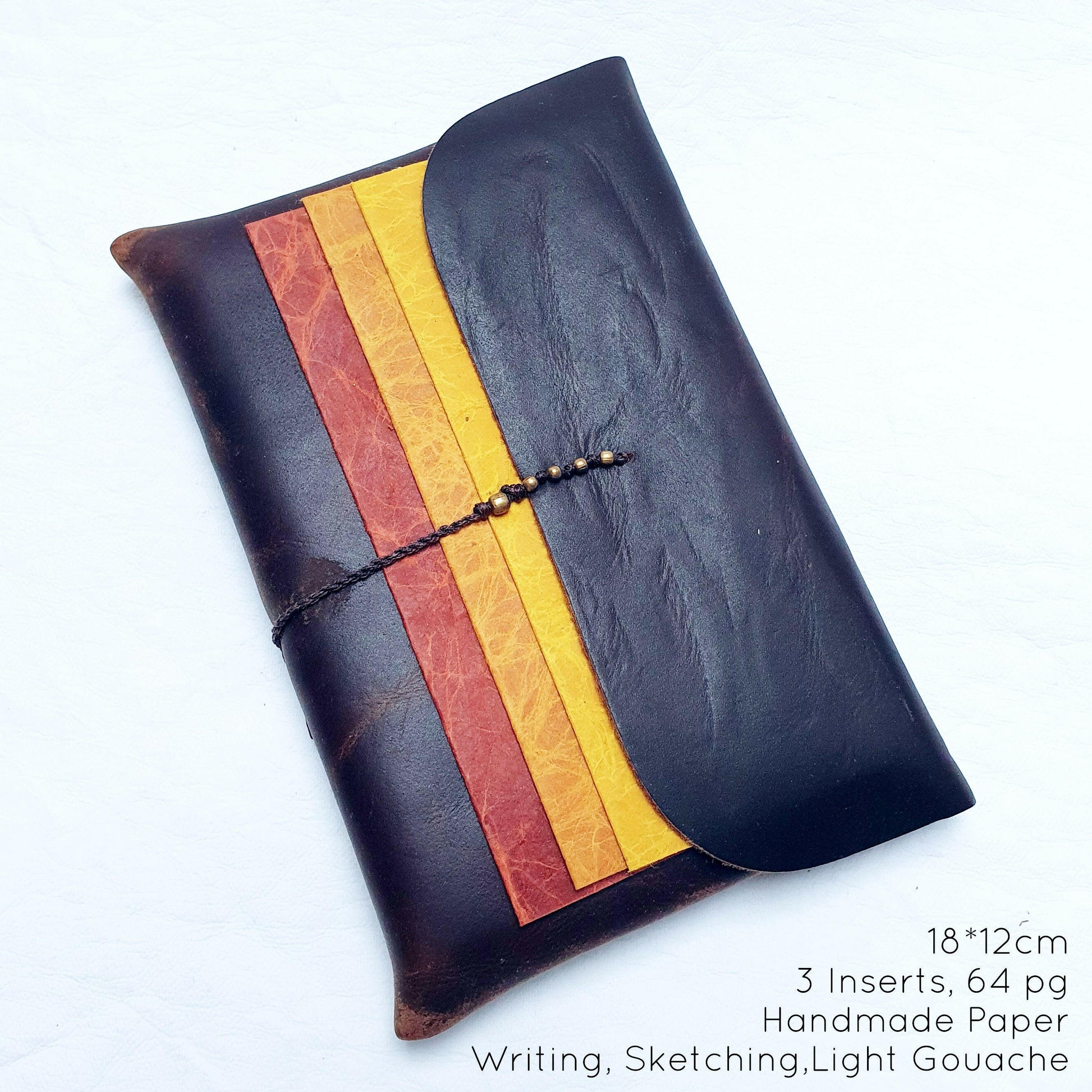 Handmade Paper Notebook Trio in a Soft Leather Pocket - The Wee Bindery (Store description) Notebooks 