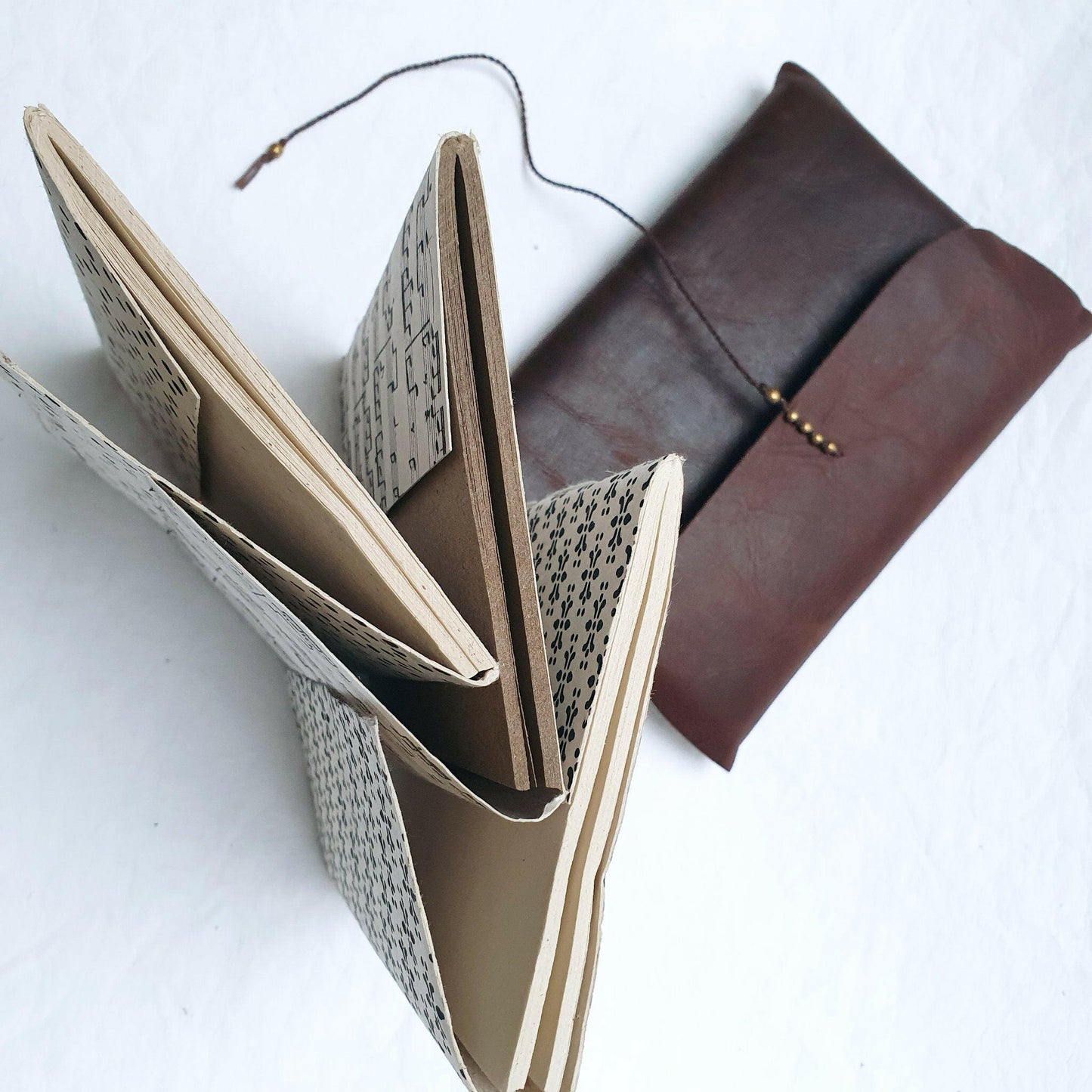 Handmade Paper Notebook Trio in a Soft Leather Pocket - The Wee Bindery (Store description) Notebooks 