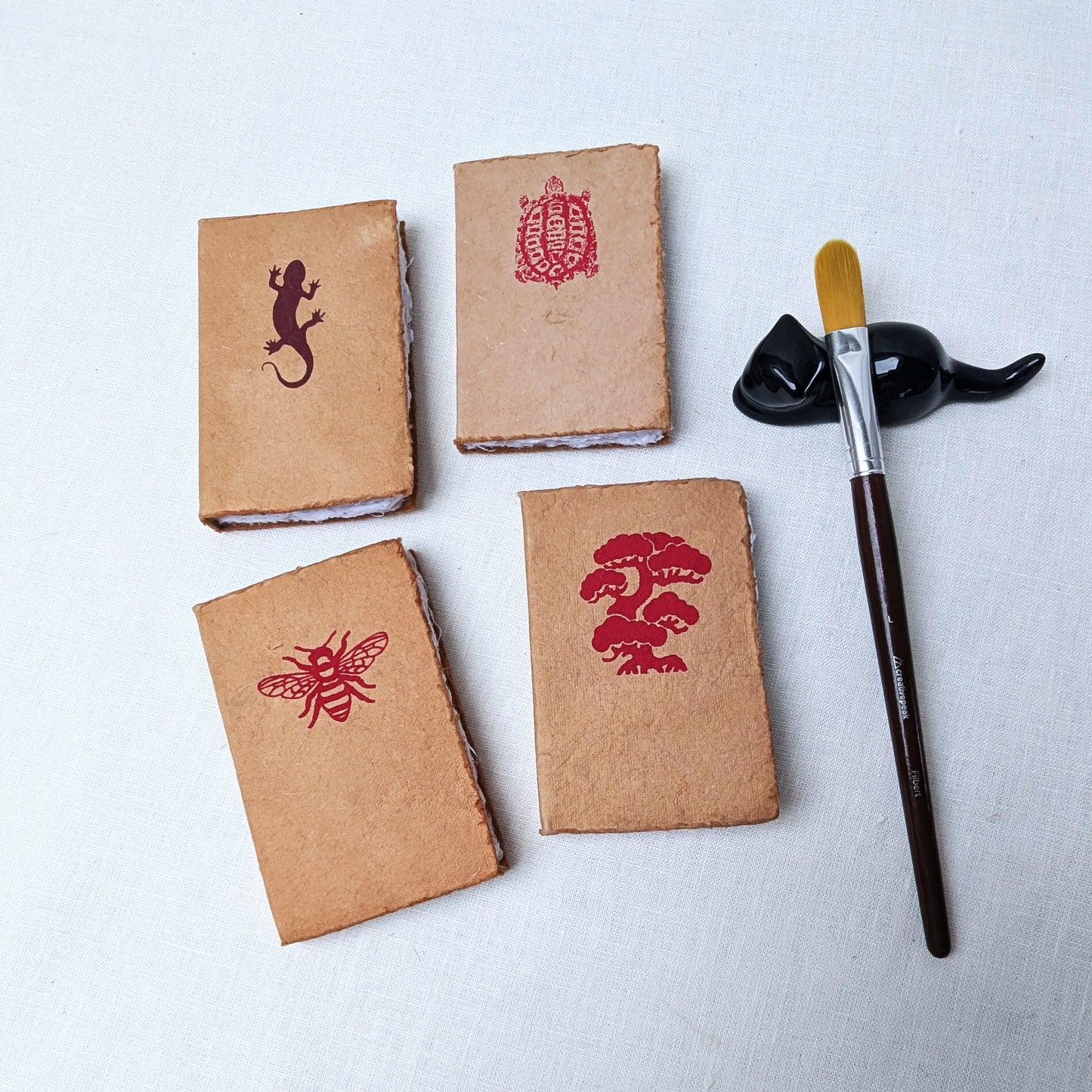 Mini Cotton Rag Sketchbook – 10 x 7 cm, Deckled Edge, Natural Cover - The Wee Bindery   