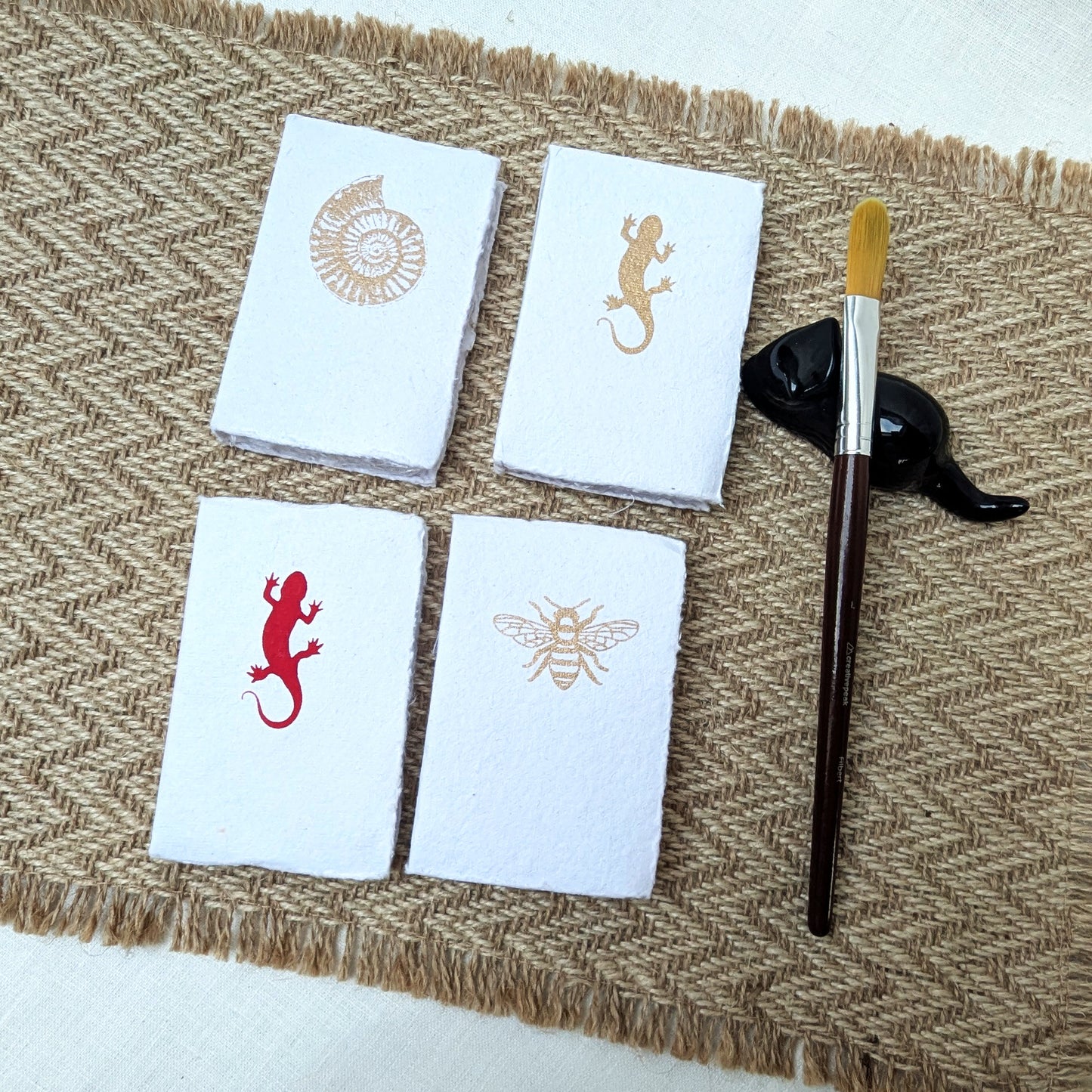 Mini Cotton Rag Sketchbook – 10 x 7 cm, Deckled Edge, Natural Cover - The Wee Bindery   