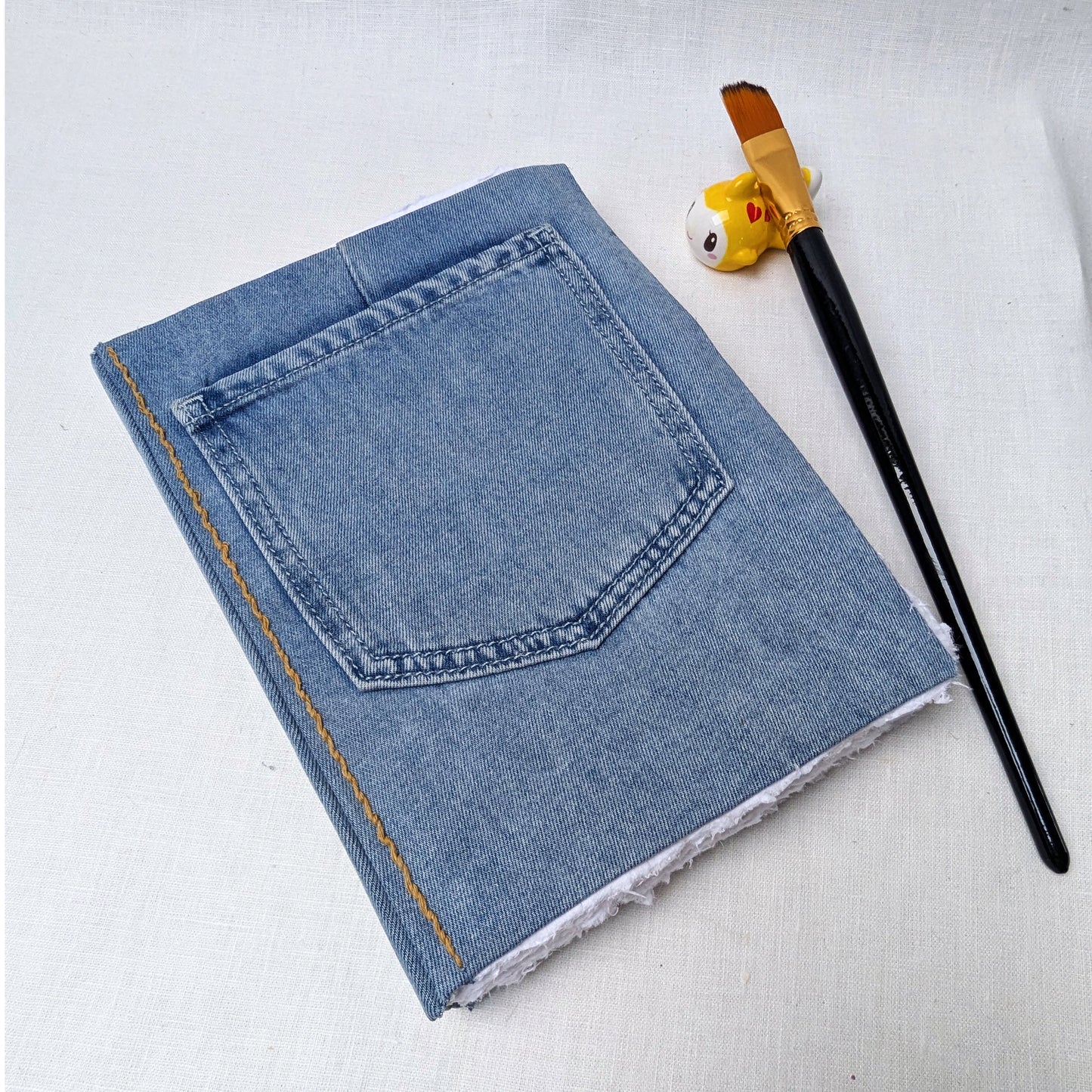 A4 Denim Art Journal – Handmade Cotton Rag, Deckled Edge, Watercolour Ready - The Wee Bindery  lam 