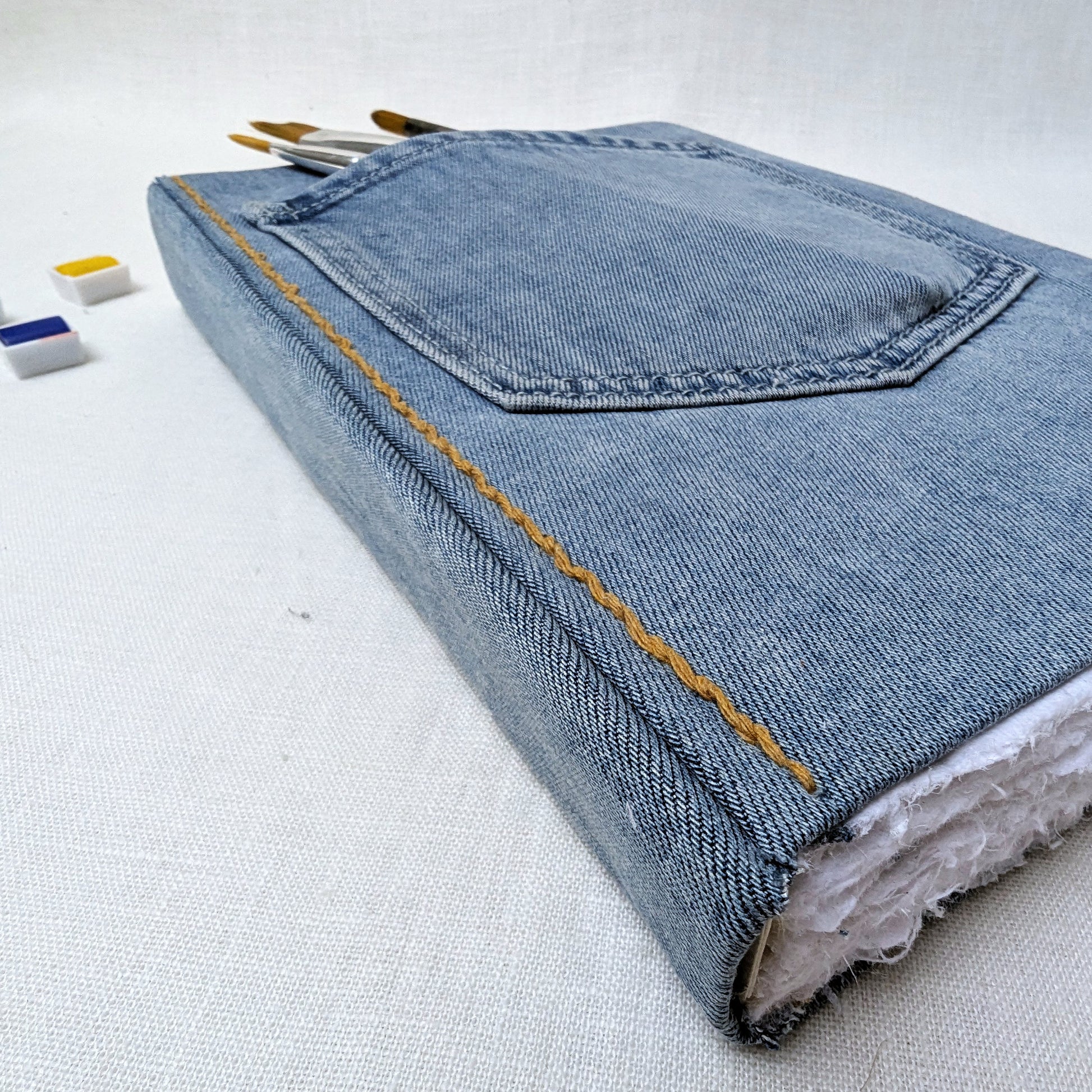 A4 Denim Art Journal – Handmade Cotton Rag, Deckled Edge, Watercolour Ready - The Wee Bindery  lam 