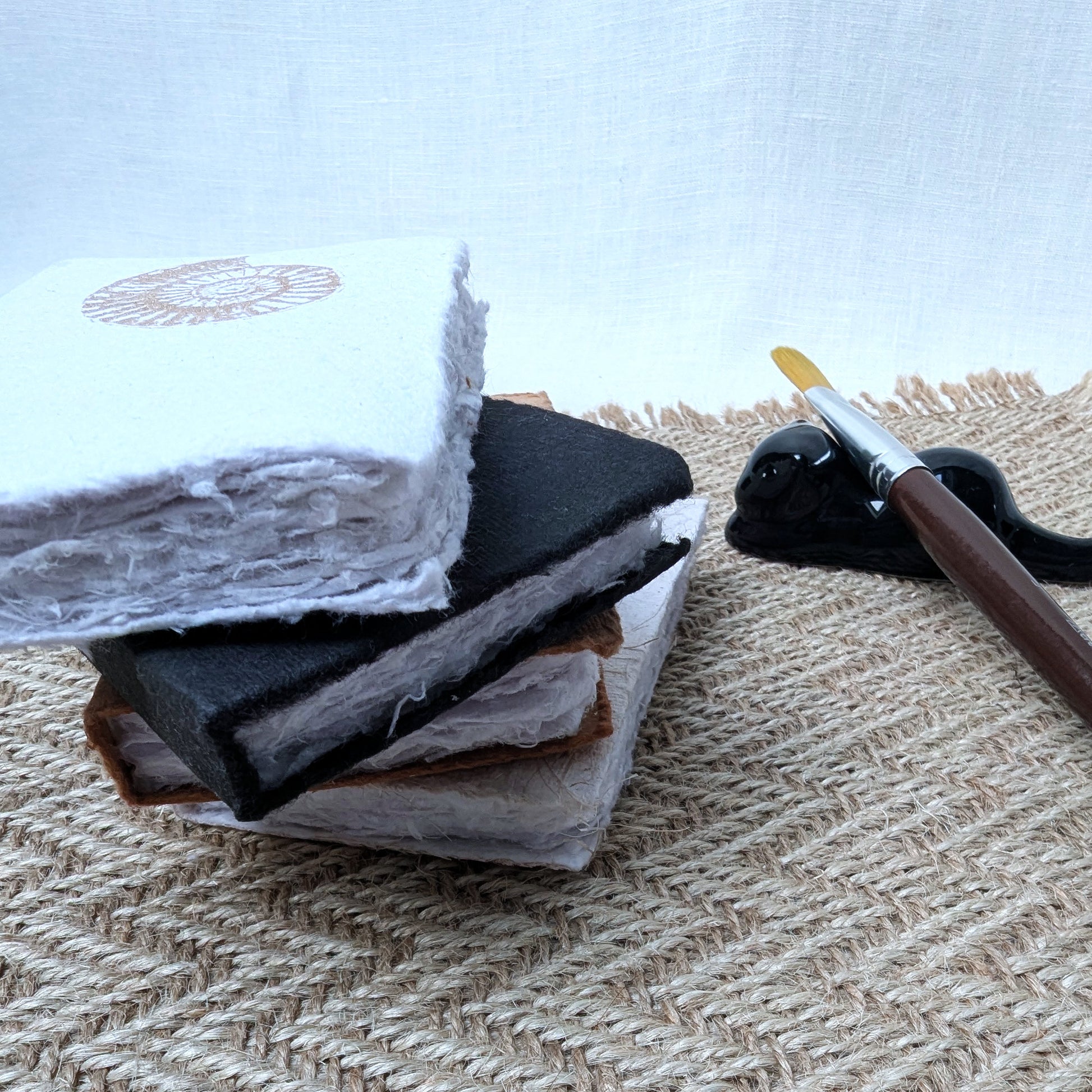 Mini Cotton Rag Sketchbook – 10 x 7 cm, Deckled Edge, Natural Cover - The Wee Bindery   