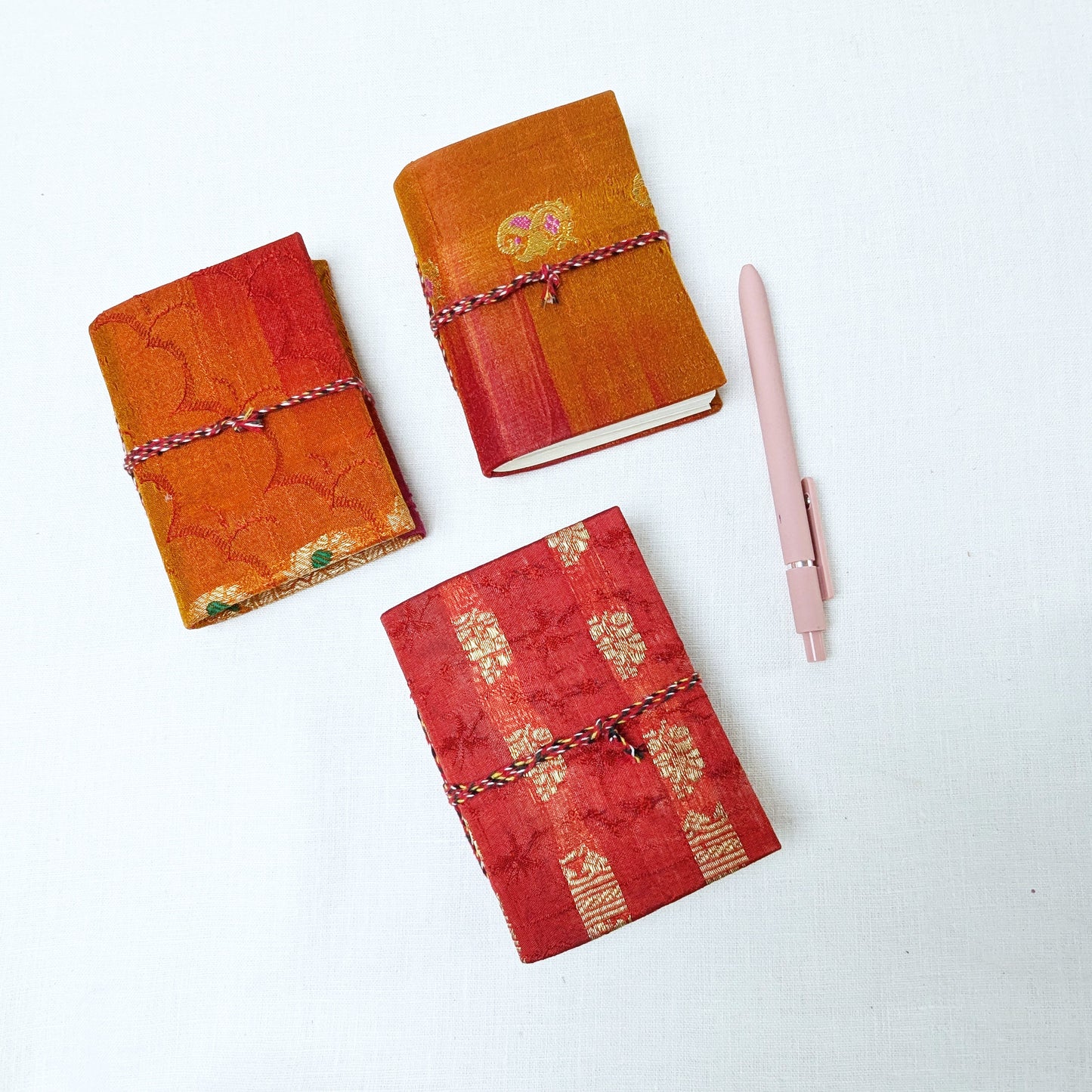 Pocket Cotton Rag Journal – Upcycled Sari Cover, 9 x 12 cm, Handmade - The Wee Bindery  Notebooks 