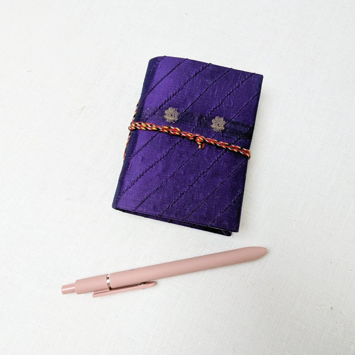 Pocket Cotton Rag Journal – Upcycled Sari Cover, 9 x 12 cm, Handmade - The Wee Bindery  Notebooks 