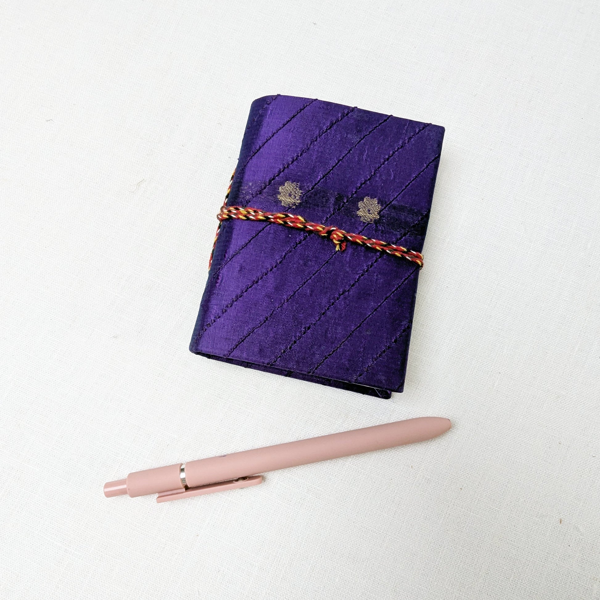 Pocket Cotton Rag Journal – Upcycled Sari Cover, 9 x 12 cm, Handmade - The Wee Bindery  Notebooks 