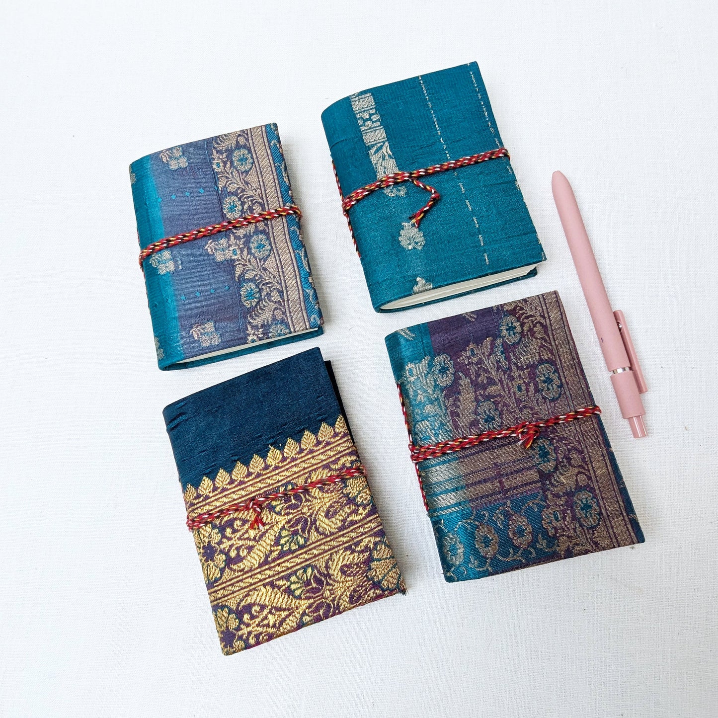 Pocket Cotton Rag Journal – Upcycled Sari Cover, 9 x 12 cm, Handmade - The Wee Bindery  Notebooks 