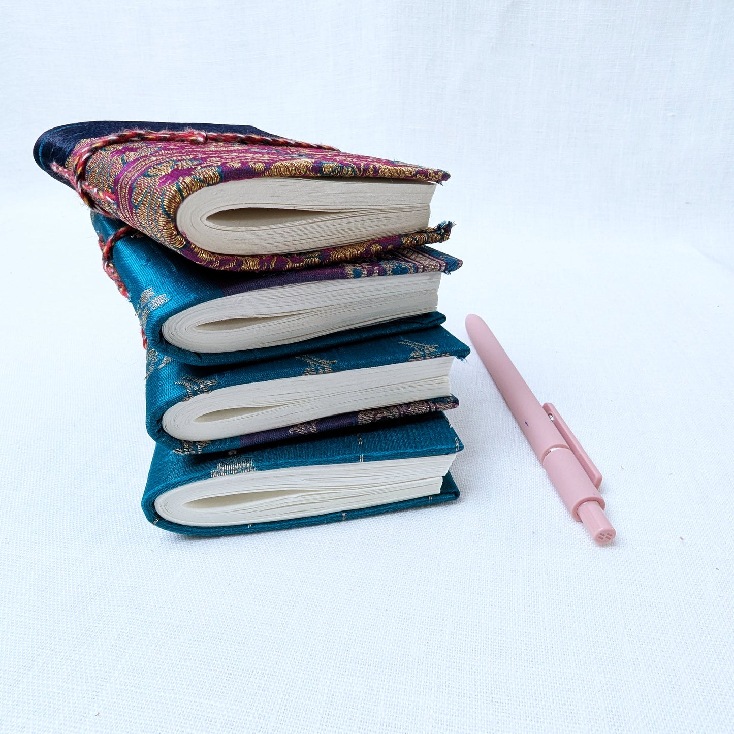 Pocket Cotton Rag Journal – Upcycled Sari Cover, 9 x 12 cm, Handmade - The Wee Bindery  Notebooks 
