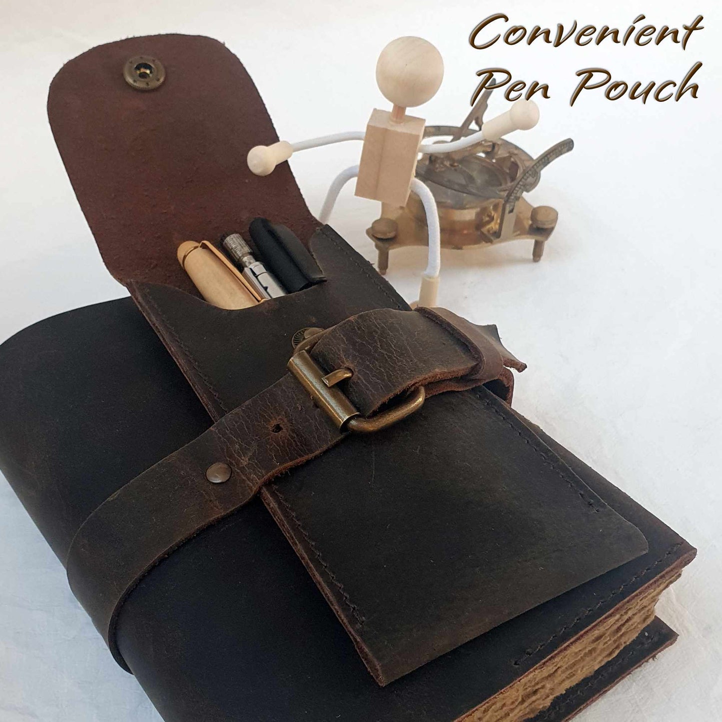 Adventure travel journal with pen pouch