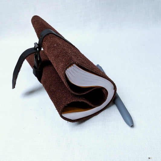 Roll-Up Suede Leather Journal – A5 Travel Companion with Buckle - The Wee Bindery  Notebooks 