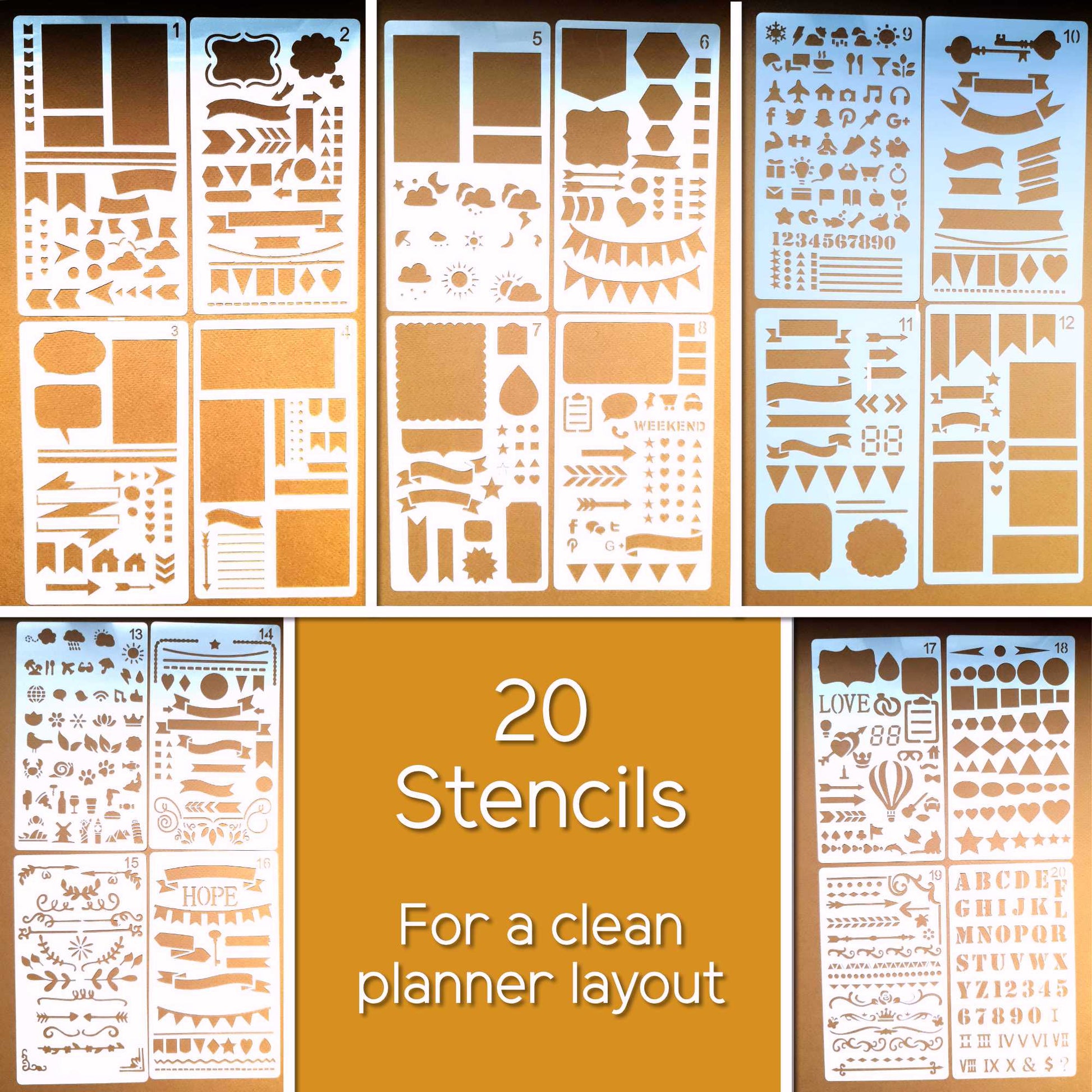 Planner Templates, Set of 20 for Clean Layouts - The Wee Bindery (Store description) Templates and Stencils 